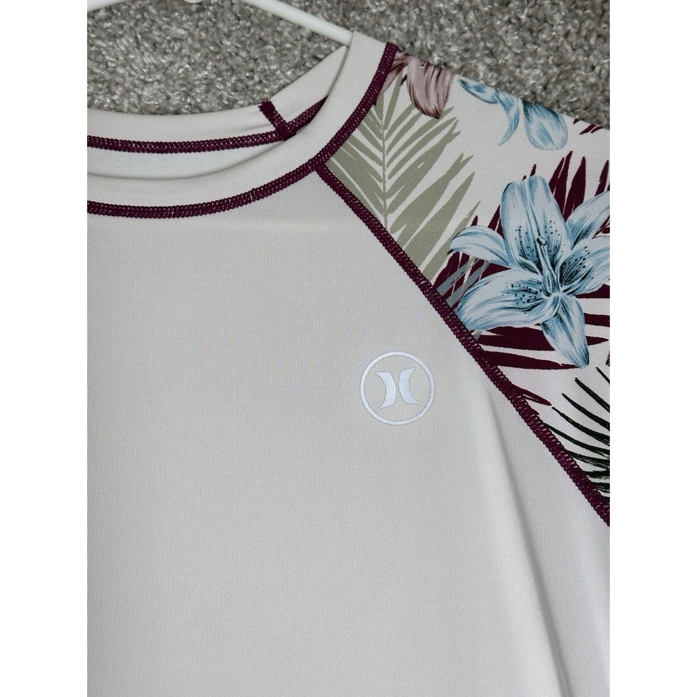 Hurley Rash Guard Womens Large Floral Long Sleeve UPF 50 Surf Swim - Picture 2 of 4